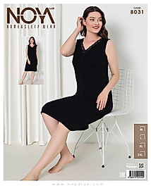 Noyalux Siyah Kalın Askılı Gecelik 8031