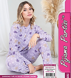 Mor Ayıcık Desenli  Pijama Takımı pijama partisi 11