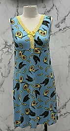 Noya 8022 Avakado Desenli Sıfır Kol Gecelik