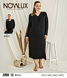 Siyah Uzun Kollu Viskon Gecelik Noya 12923