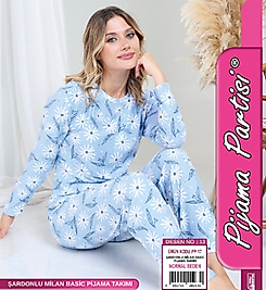 Mavi Çicek Desenli Pijama Takımı pijama partisi 13