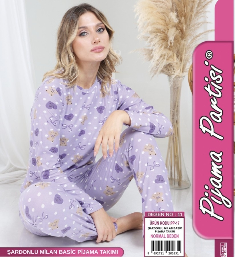 Mor Ayıcık Desenli  Pijama Takımı pijama partisi 11