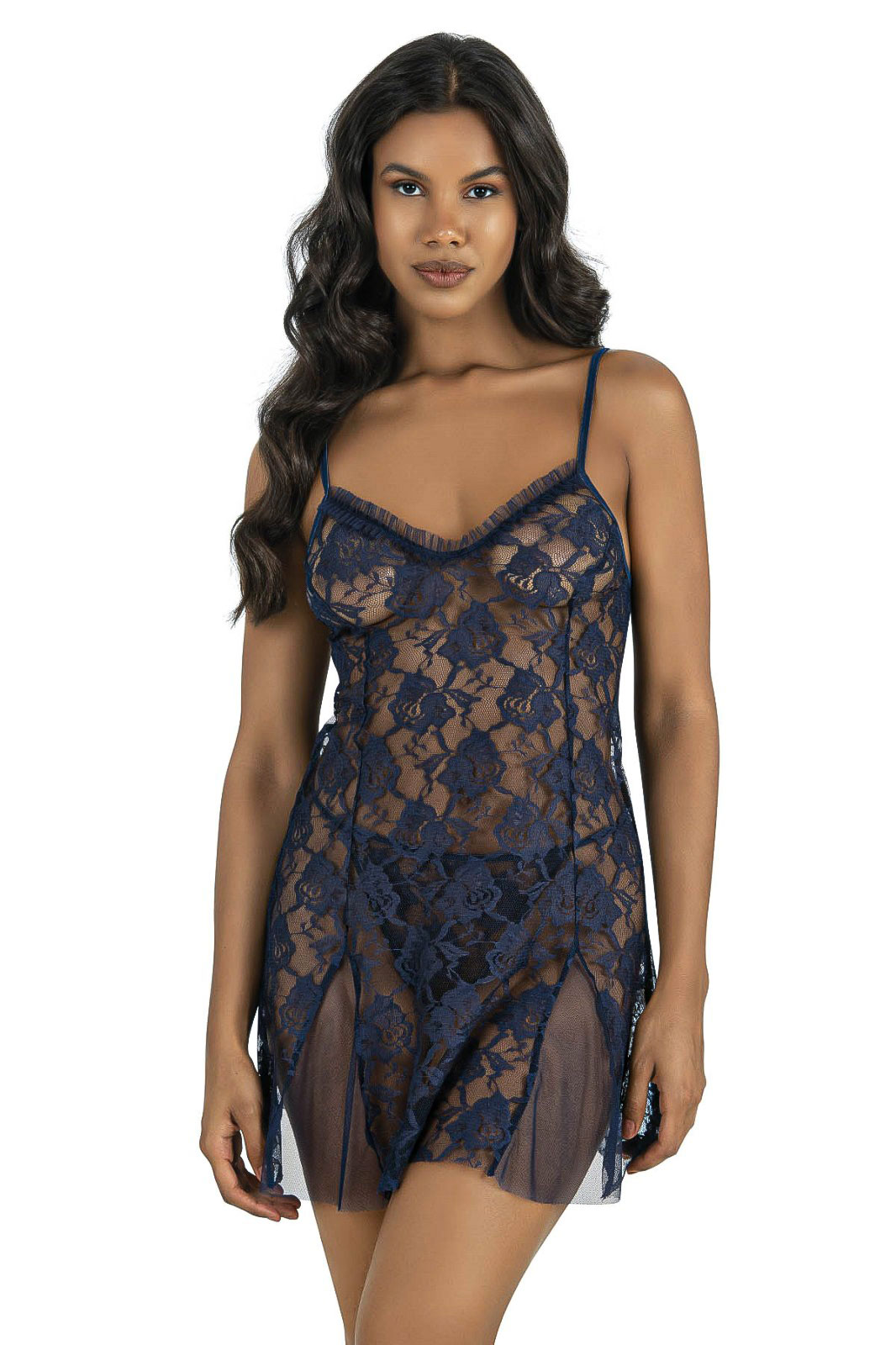 Lacivert Tül Gecelik 4213