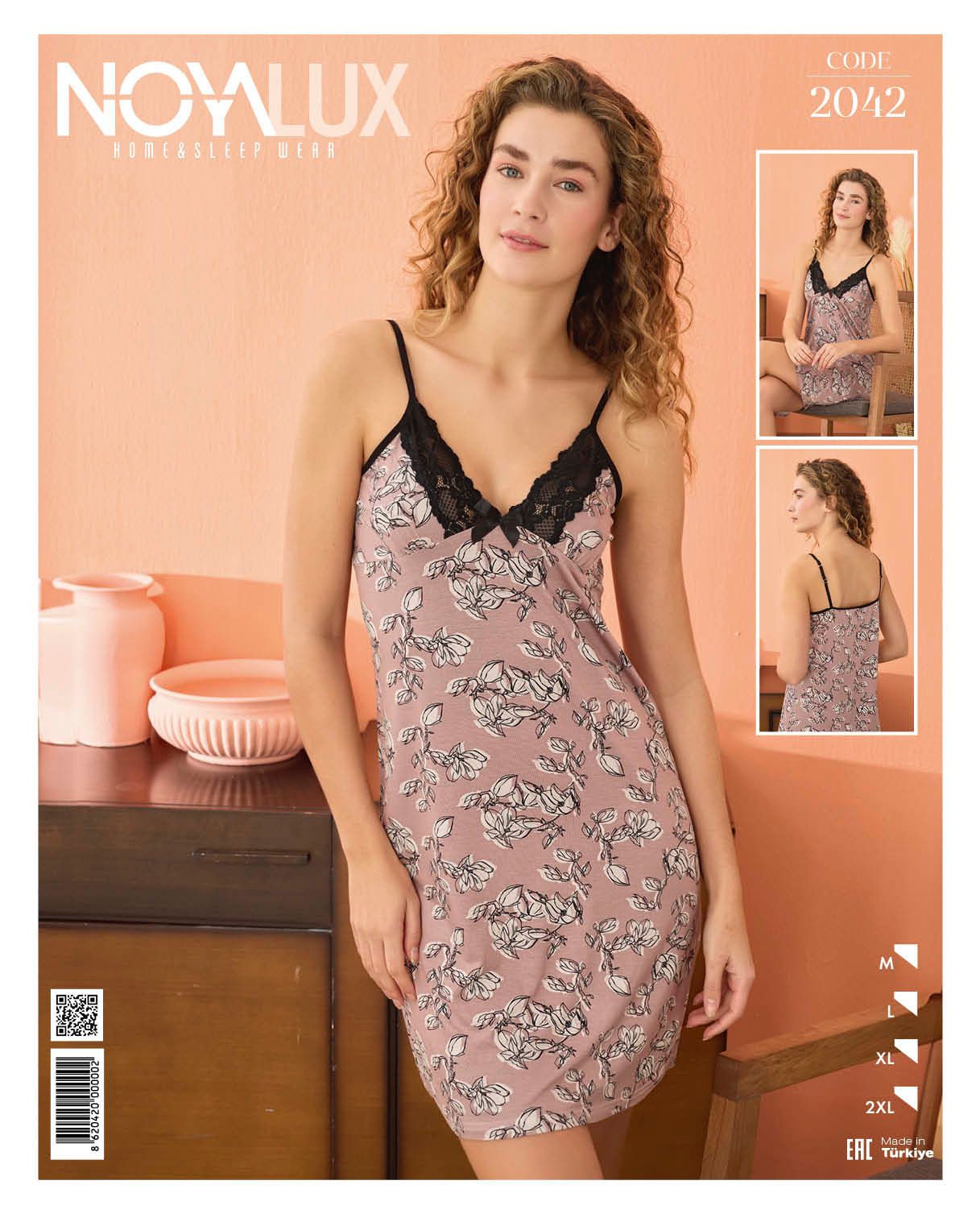 Noyalux Çiçek Desenli İp Askılı Gecelik 2042